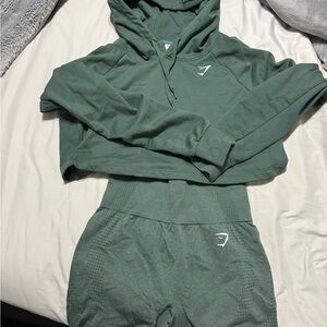 Gymshark Green Hoodie and Shorts Set